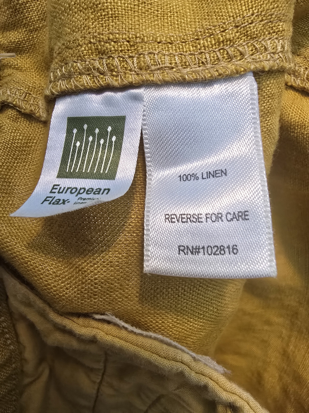 Garnet Hill Golden Mustard Drawstring 100% Linen Shorts - Picture 4 of 4